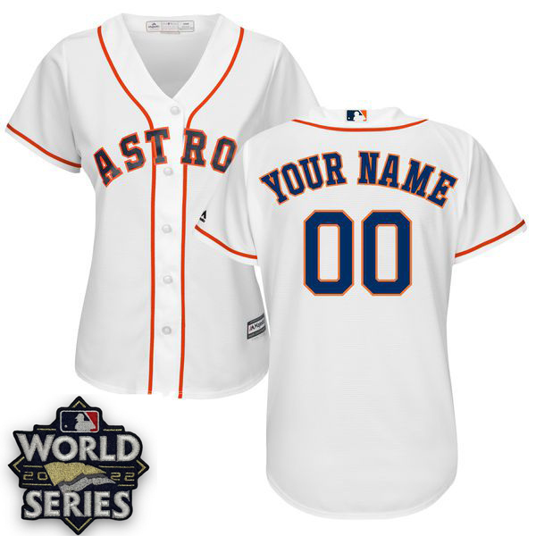 Women Houston Astros Majestic White Home Cool Base 2022 MLB World Series patch Custom MLB Jersey->women mlb jersey->Women Jersey